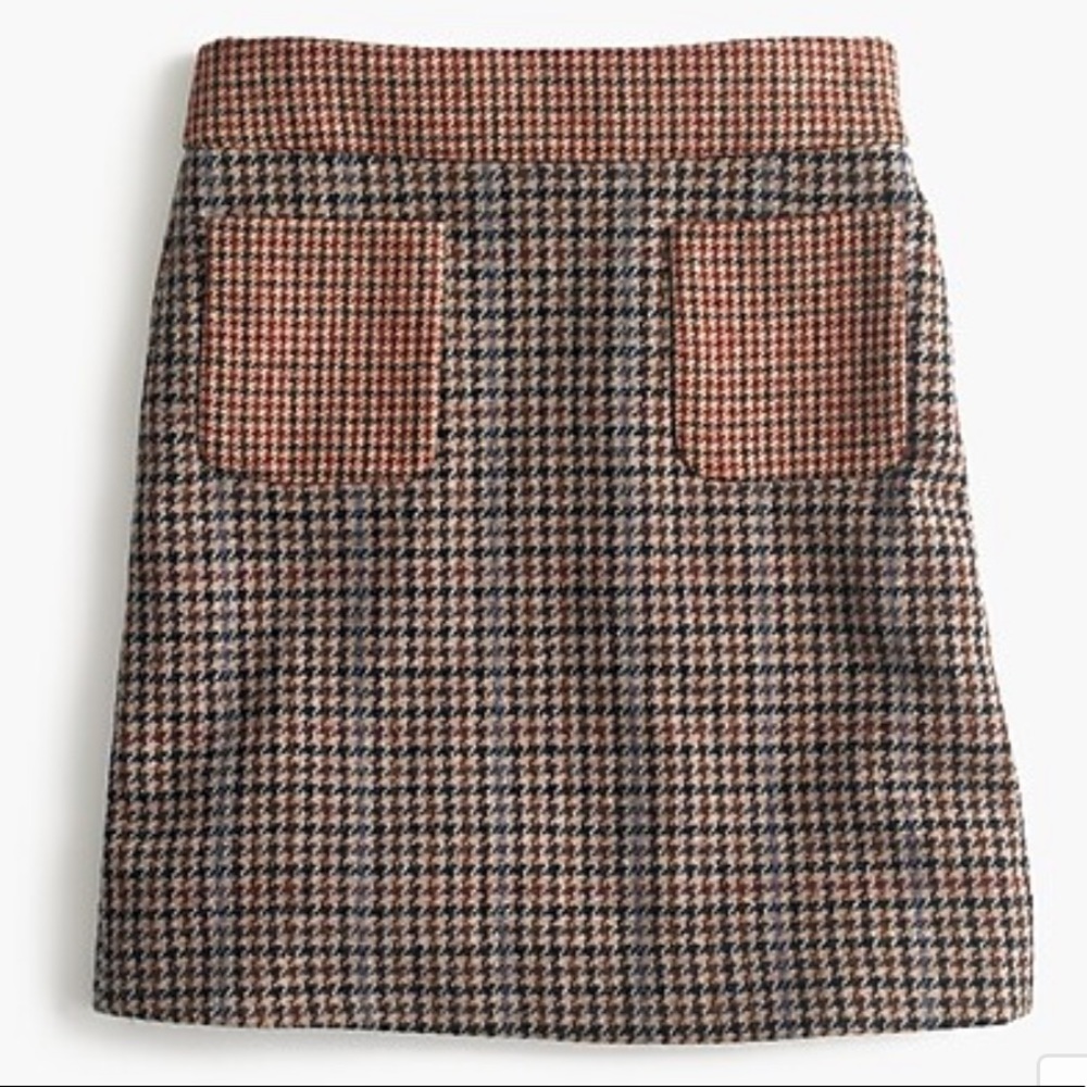 J. Crew Mini Skirt in Brown and Tan Houndstooth